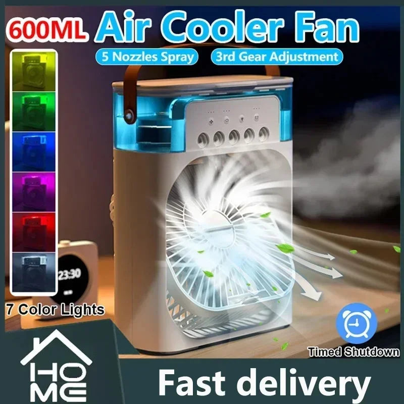 Ventilateur de refroidissement 3 en 1, humidificateur de bureau Portable, Mini climatiseurs USB, veilleuse, brume d'eau pour la maison, le bureau et l'extérieur Amagi